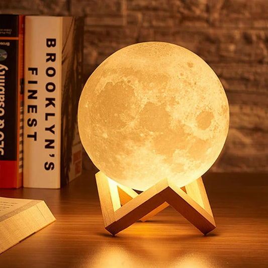 3D Luminous Moon Night Light – Cozy LED Bedroom Ambient Lamp