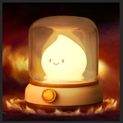 Cozy Kerosene Glow – Retro Rechargeable LED Bedside Lamp