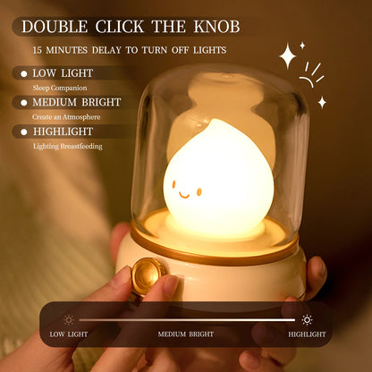 Cozy Kerosene Glow – Retro Rechargeable LED Bedside Lamp
