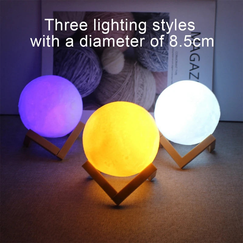 3D Luminous Moon Night Light – Cozy LED Bedroom Ambient Lamp