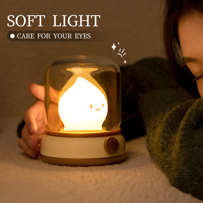 Cozy Kerosene Glow – Retro Rechargeable LED Bedside Lamp