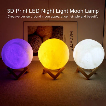 3D Luminous Moon Night Light – Cozy LED Bedroom Ambient Lamp