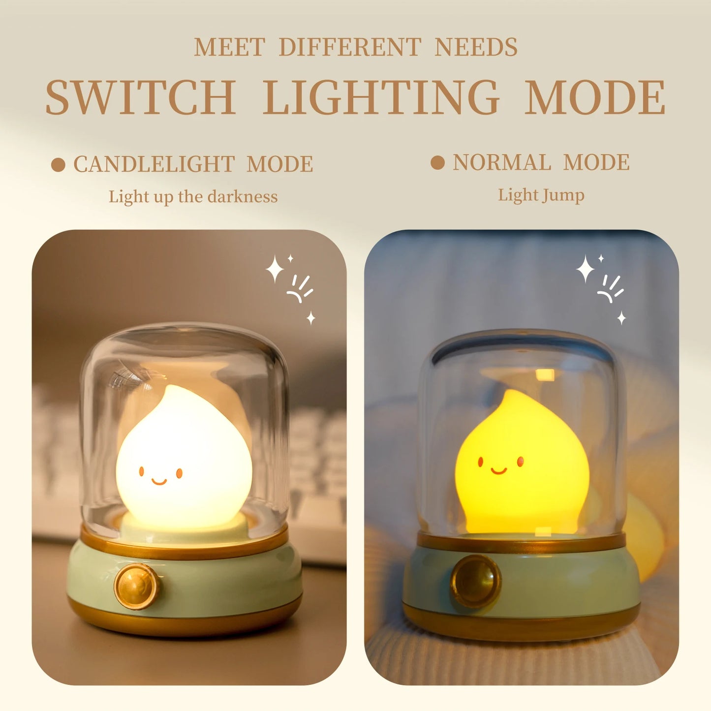 Cozy Kerosene Glow – Retro Rechargeable LED Bedside Lamp