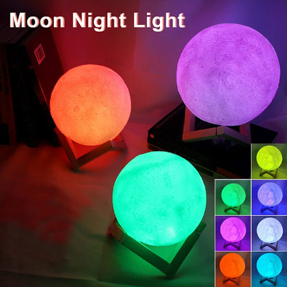 3D Luminous Moon Night Light – Cozy LED Bedroom Ambient Lamp